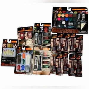 Halloween Makeup Bundle 17 pieces includes Fake Blood and Vampire Fangs